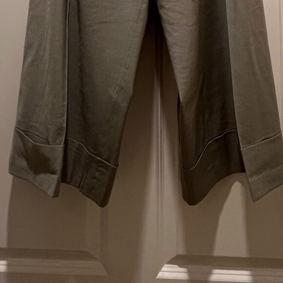 Rag & Bone Olive Linen Blend Wide-Leg Cuffed Pant Size 12 - Picture 3 of 7